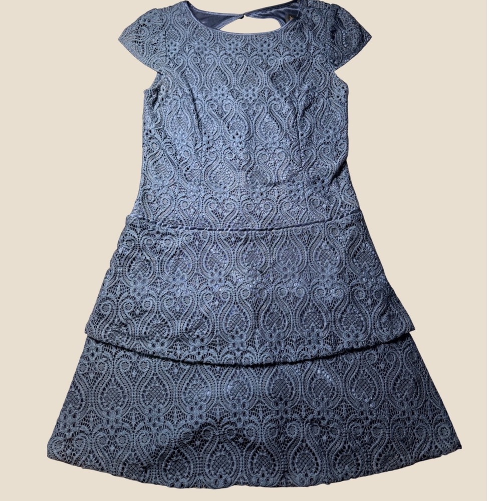 Laundry by Shelli Segal Navy Blue Lace  Size 6 Feminine‎ Garden Party Cocktail